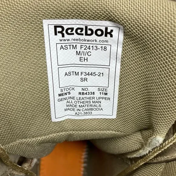 Reebok Tactical Boots Mens 11 Tan Camo 8in Floatride Energy Side Zip Military - Picture 4 of 13